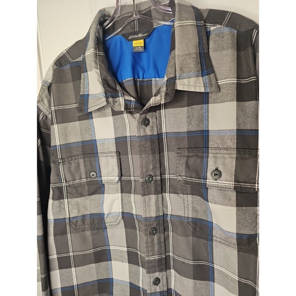 Eddie Bauer Shirt Mens XL Gray Plaid Button Down Long Sleeve Outdoor - Picture 4 of 7